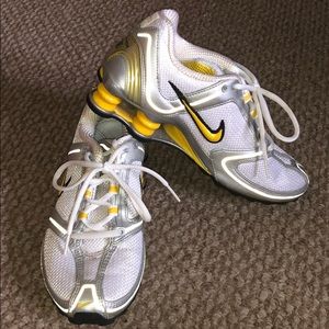 White and yellow Nike Shox